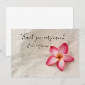 Plumeria Flower op zand, dank je kaart (Voorkant / Achterkant)