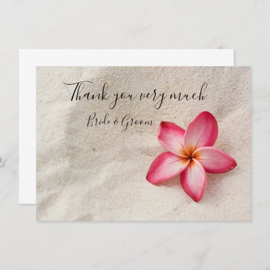 Plumeria Flower op zand, dank je kaart (Voorkant / Achterkant)