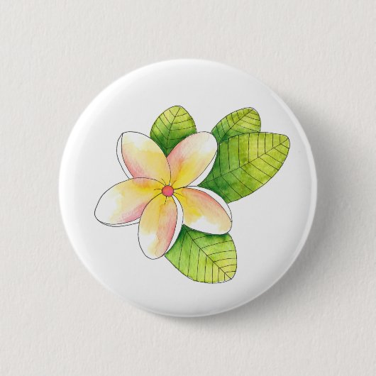 Plumeria Flower Ronde Button 5,7 Cm (Voorkant)