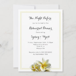 Plumeria Flower Yellow Rehearsal Dinner Invitation Kaart