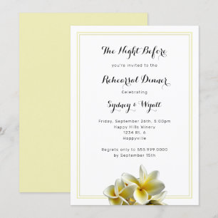 Plumeria Flower Yellow Rehearsal Dinner Invitation Kaart