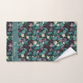 Plumeria Flowers Emerald Green Tropical Leaves Bad Handdoek (Handdoek)