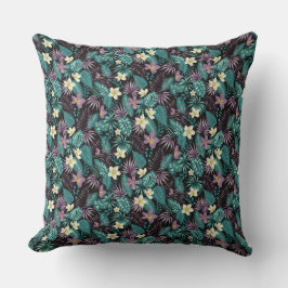 Plumeria Flowers Emerald Green Tropical Leaves Kussen