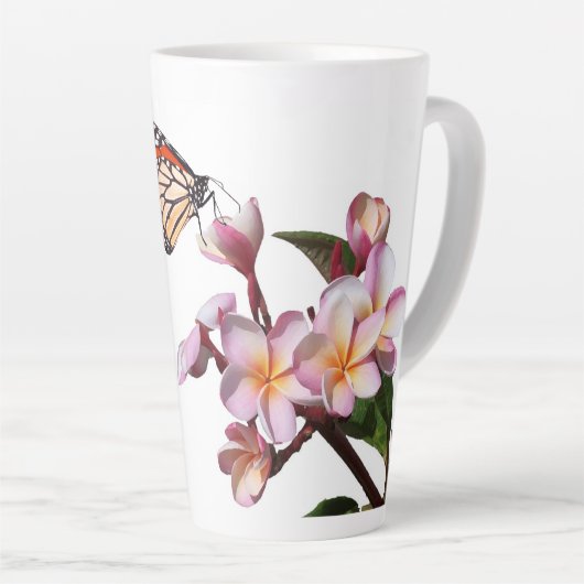 Plumeria Flowers Monarch Butterfly Latte Mok (Rechterhoek)