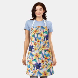 Plumeria Flowers Tropical Island Kitchen Apron Schort
