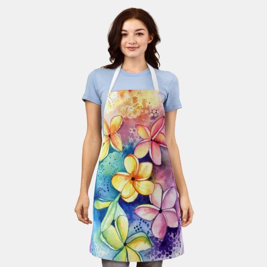 Plumeria Frangipani Aloha Flowers Kitchen Apron Schort (Gedragen)