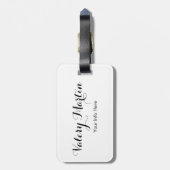 Plumeria Frangipani Bloem Tropisch Strand Monogram Bagagelabel (Achterkant verticaal)