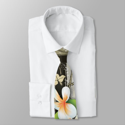  Plumeria/Frangipani en Ivy beige stropdas (Gebonden)