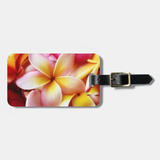 Plumeria Frangipani Hawaii Flower Gepersonaliseerd Bagagelabel (Voorkant horizontaal)