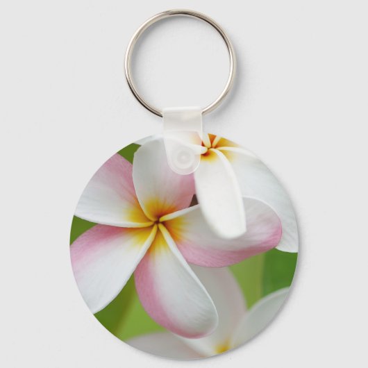 Plumeria Frangipani Hawaii Flower Gepersonaliseerd Sleutelhanger (Voorkant)