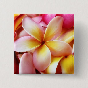 Plumeria Frangipani Hawaii Flower Gepersonaliseerd Vierkante Button 5,1 Cm