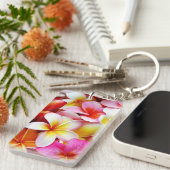 Plumeria Frangipani Hawaii Gepersonaliseerd Sleutelhanger (Voorkant Rechts)