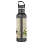  Plumeria/Frangipani & Ivy beige flesje Waterfles (Achterkant)