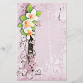  Plumeria/Frangipani & Ivy Roze briefpapier (Voorkant)