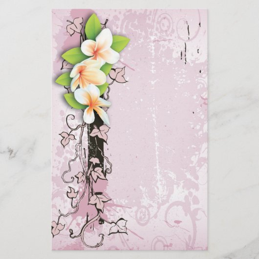  Plumeria/Frangipani & Ivy Roze briefpapier (Voorkant)