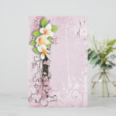 Plumeria/Frangipani & Ivy Roze briefpapier (Staand voorkant)