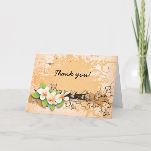 plumeria / frangipani & ivy sinaasappel Dank u Bedankkaart (Voorkant)