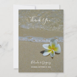 Plumeria Frangipani op zand bruiloft Bedankkaart