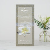 Plumeria Frangipani op zand bruiloft Menu (Staand voorkant)