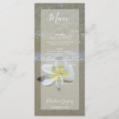 Plumeria Frangipani op zand bruiloft Menu (Voorkant)