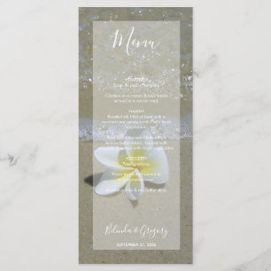 Plumeria Frangipani op zand bruiloft Menu