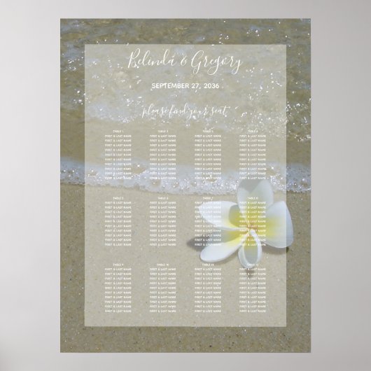 Plumeria Frangipani op zand bruiloft Poster (Voorkant)