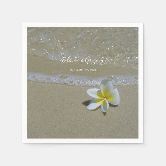 Plumeria Frangipani op zand bruiloft Servet (Voorkant)