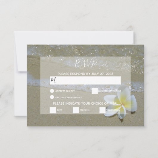 Plumeria Frangipani op Zand Wedding RSVP-kaarten RSVP Kaartje (Voorkant)