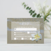 Plumeria Frangipani op Zand Wedding RSVP-kaarten RSVP Kaartje (Staand voorkant)