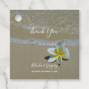 Plumeria Frangipani over zand bruiloft Bedankjes Labels