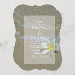 Plumeria Frangipani over zand-bruiloft Kaart