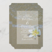 Plumeria Frangipani over zand-bruiloft Kaart (Voorkant / Achterkant)