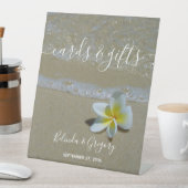 Plumeria Frangipani over zand-bruiloft Reclamebord Met Voetstuk (Insitu)