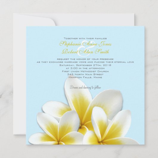 Plumeria Frangipani Tropical Wedding Invitations Kaart (Voorkant)