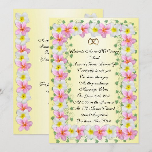 Plumeria Frangipani Weddenschap Kaart (Voorkant / Achterkant)