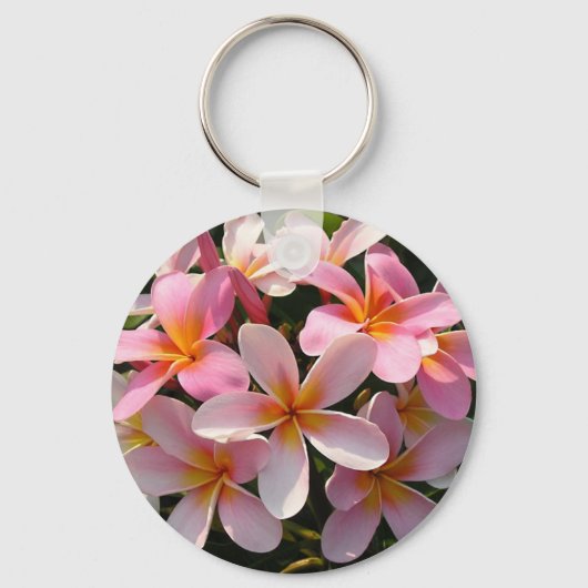 Plumeria Hawaiian Flowers Pink Sleutelhanger (Voorkant)