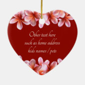 Plumeria Hawaiian Heart First Kerstgehuwd Keramisch Ornament (Achterkant)