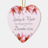 Plumeria Hawaiian Heart First Kerstgehuwd Keramisch Ornament (Links)
