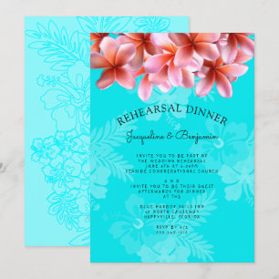 Plumeria Hawaiian Rehearsal Dinner Invitation Kaart