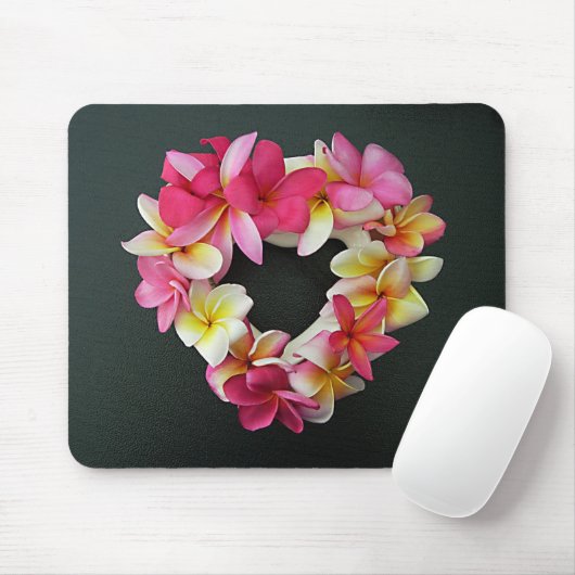 Plumeria in Heart Ring op mousepad Muismat (Met muis)