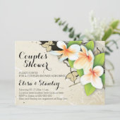  plumeria, ivy beige bruiloft koppels douche kaart (Staand voorkant)