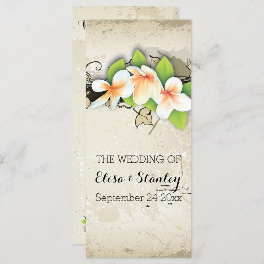 Plumeria & Ivy beige bruiloft programma Programmakaart (Voorkant / Achterkant)