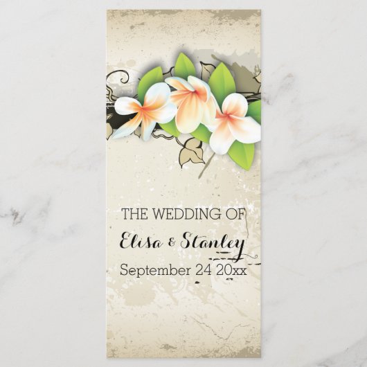  Plumeria & Ivy beige bruiloft programma Programmakaart (Voorkant)