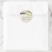 plumeria ivy beige bruiloft Save the Date Ronde Sticker (Tas)