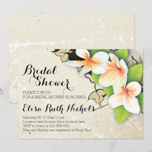 plumeria & ivy beige bruiloft vrijgezellenfeest kaart
