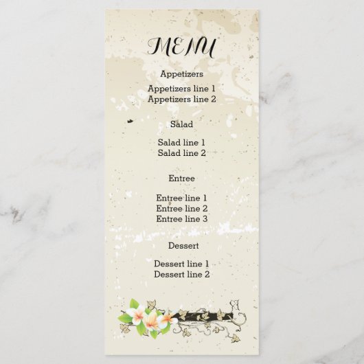  plumeria & ivy beige trouwmenkkaart menu (Achterkant)