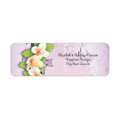  plumeria ivy paarse witte bruiloft label (Voorkant)