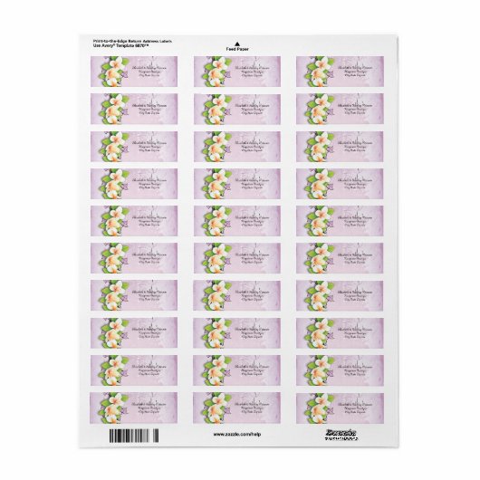  plumeria ivy paarse witte bruiloft label (Full Sheet)