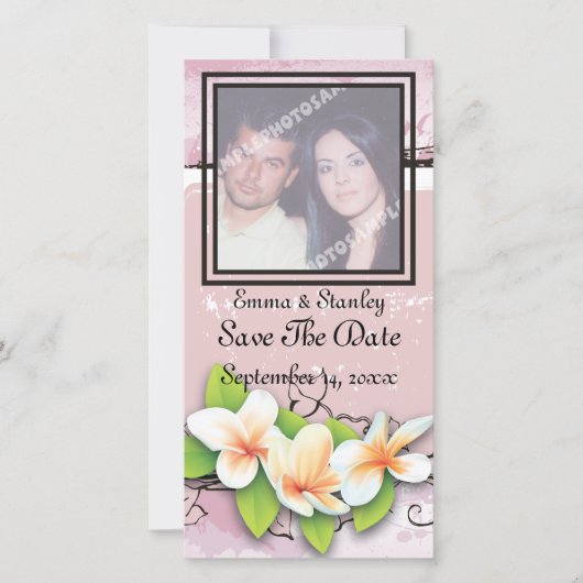 plumeria ivy roze wit Save the Date (Voorkant)