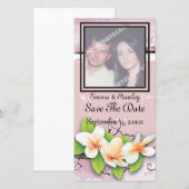 plumeria ivy roze wit Save the Date (Voorkant / Achterkant)